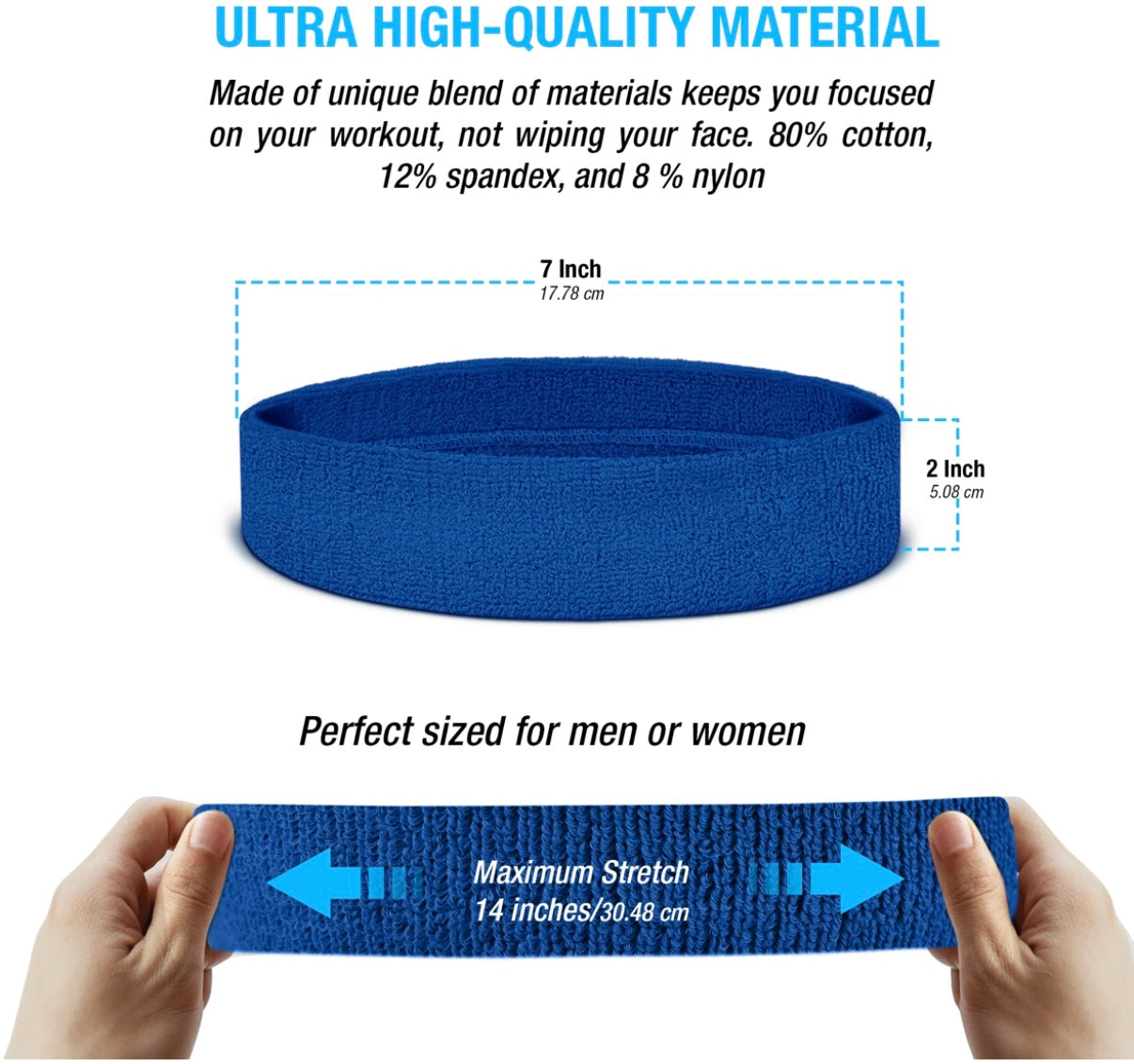 Custom-Fit Athletic Moisture- Wicking Headband - personalized