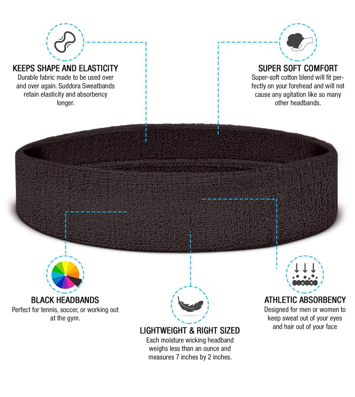 Custom-Fit Athletic Moisture- Wicking Headband - personalized