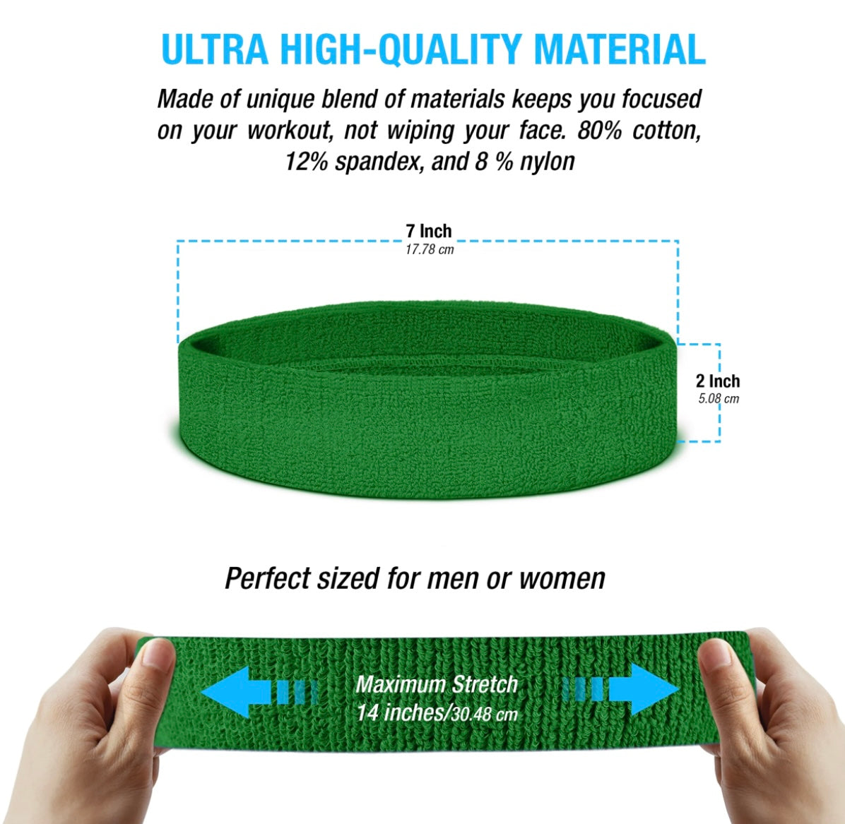 Custom-Fit Athletic Moisture- Wicking Headband - personalized