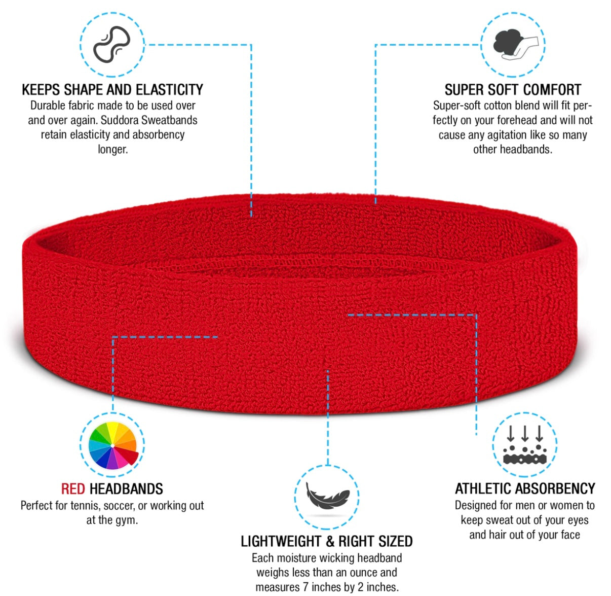 Custom-Fit Athletic Moisture- Wicking Headband - personalized