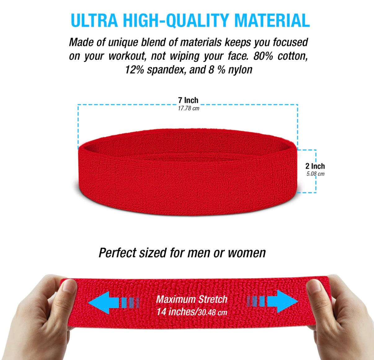 Custom-Fit Athletic Moisture- Wicking Headband - personalized