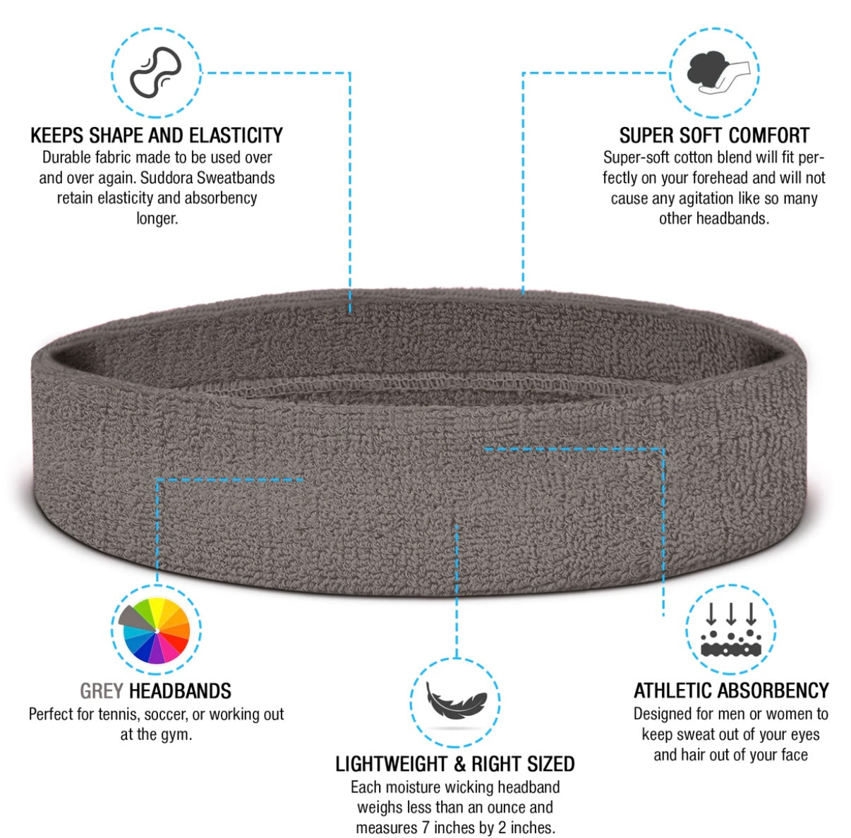 Custom-Fit Athletic Moisture- Wicking Headband - personalized
