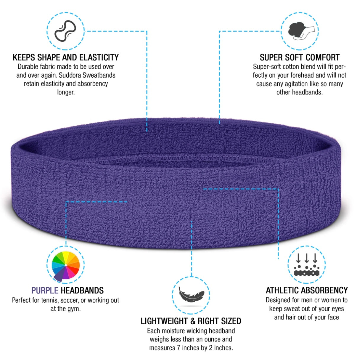 Custom-Fit Athletic Moisture- Wicking Headband - personalized