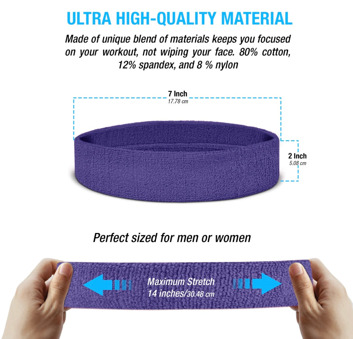 Custom-Fit Athletic Moisture- Wicking Headband - personalized