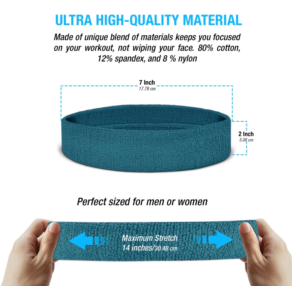 Custom-Fit Athletic Moisture- Wicking Headband - personalized