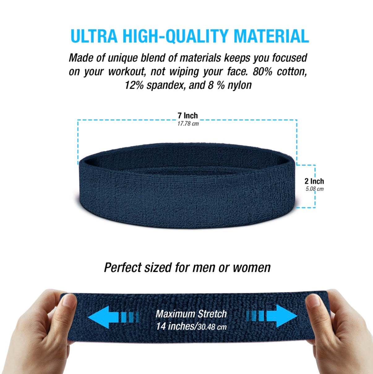 Custom-Fit Athletic Moisture- Wicking Headband - personalized