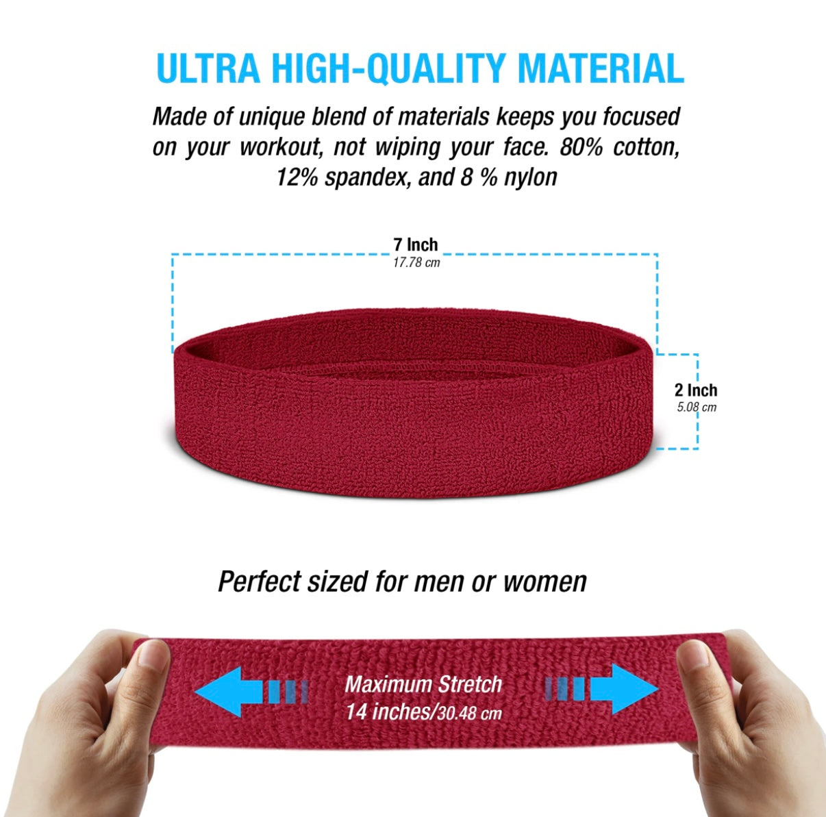 Custom-Fit Athletic Moisture- Wicking Headband - personalized