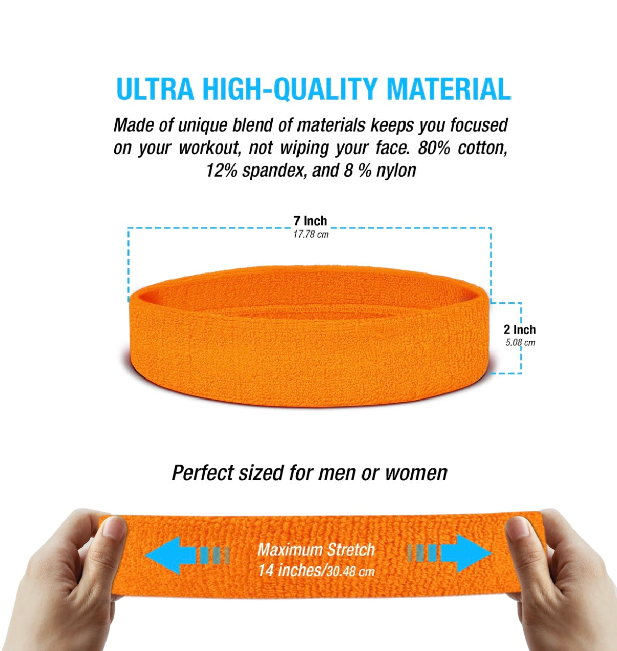 Custom-Fit Athletic Moisture- Wicking Headband - personalized