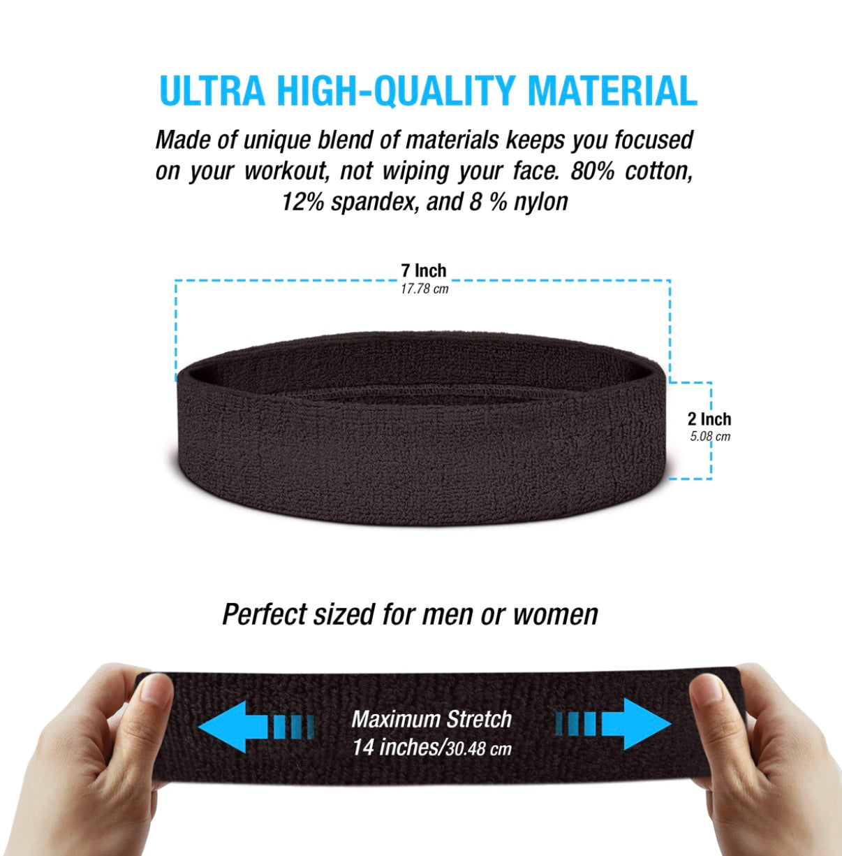 Custom-Fit Athletic Moisture- Wicking Headband - personalized