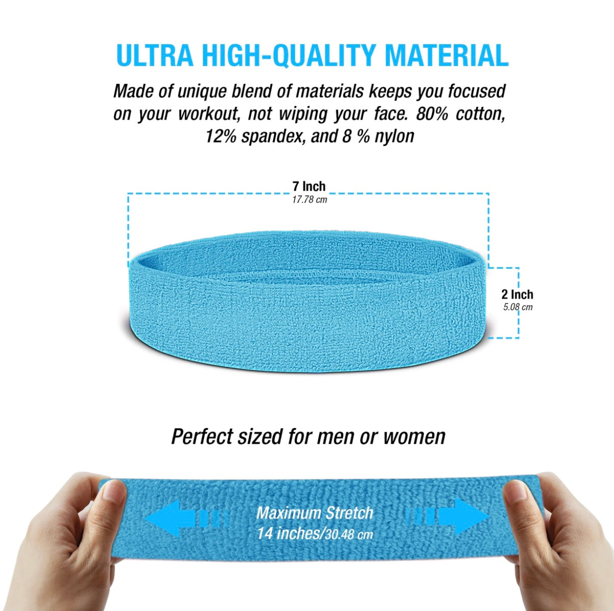 Custom-Fit Athletic Moisture- Wicking Headband - personalized